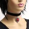 Gothic Red Rose Cameo Black Velvet Choker Adjustable Size Cosplay Jewelry